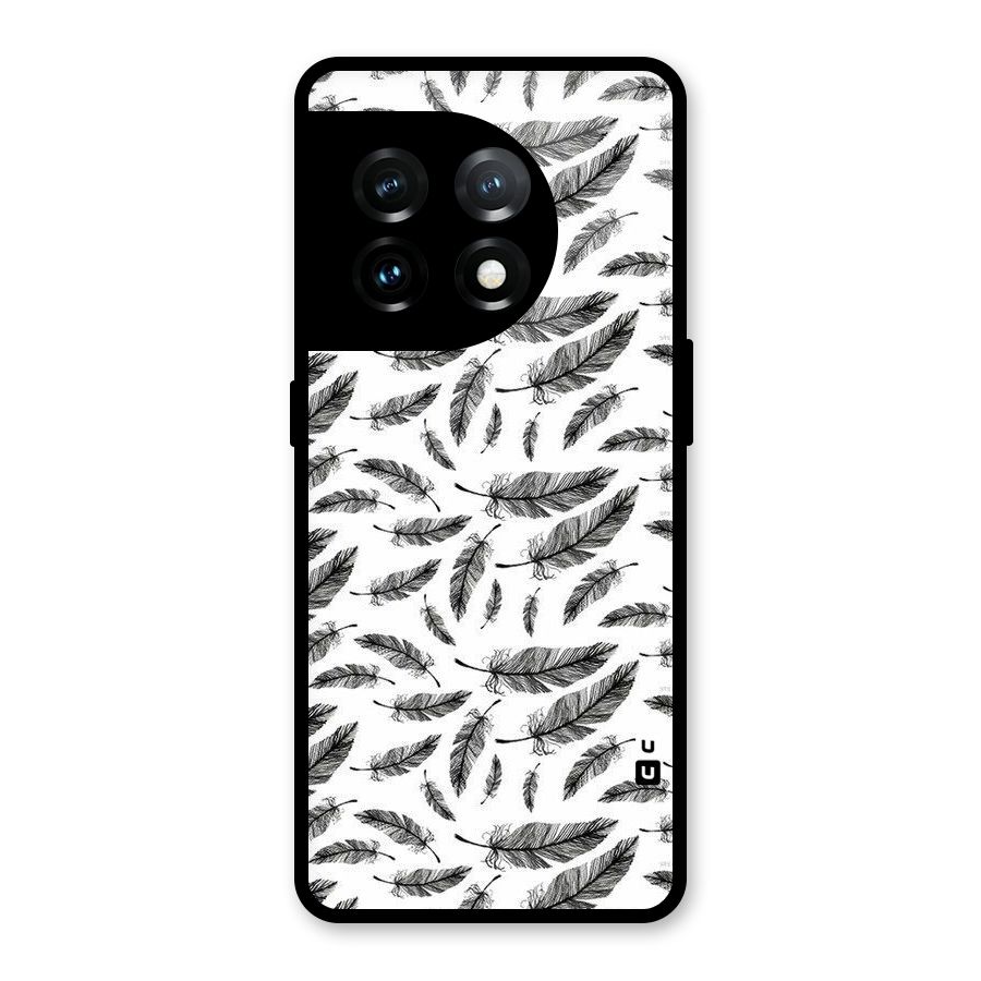 Black Feather Glass Back Case for OnePlus 11