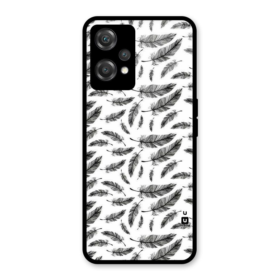Black Feather Glass Back Case for OnePlus Nord CE 2 Lite 5G