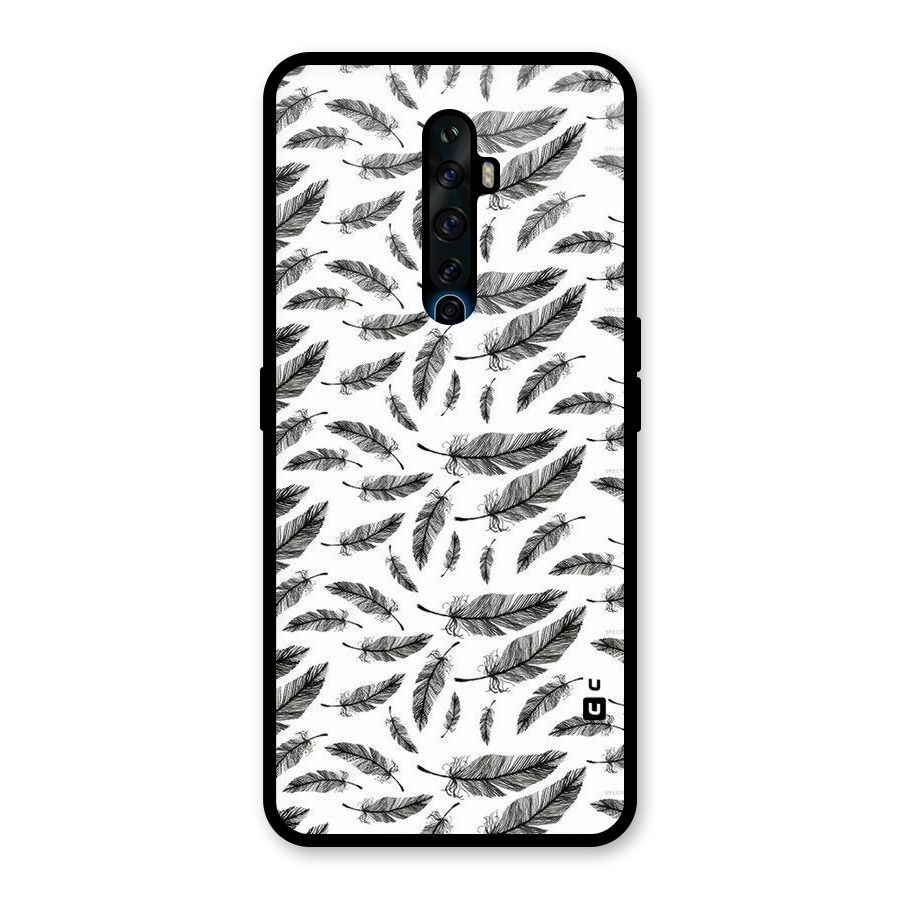 Black Feather Glass Back Case for Oppo Reno2 F