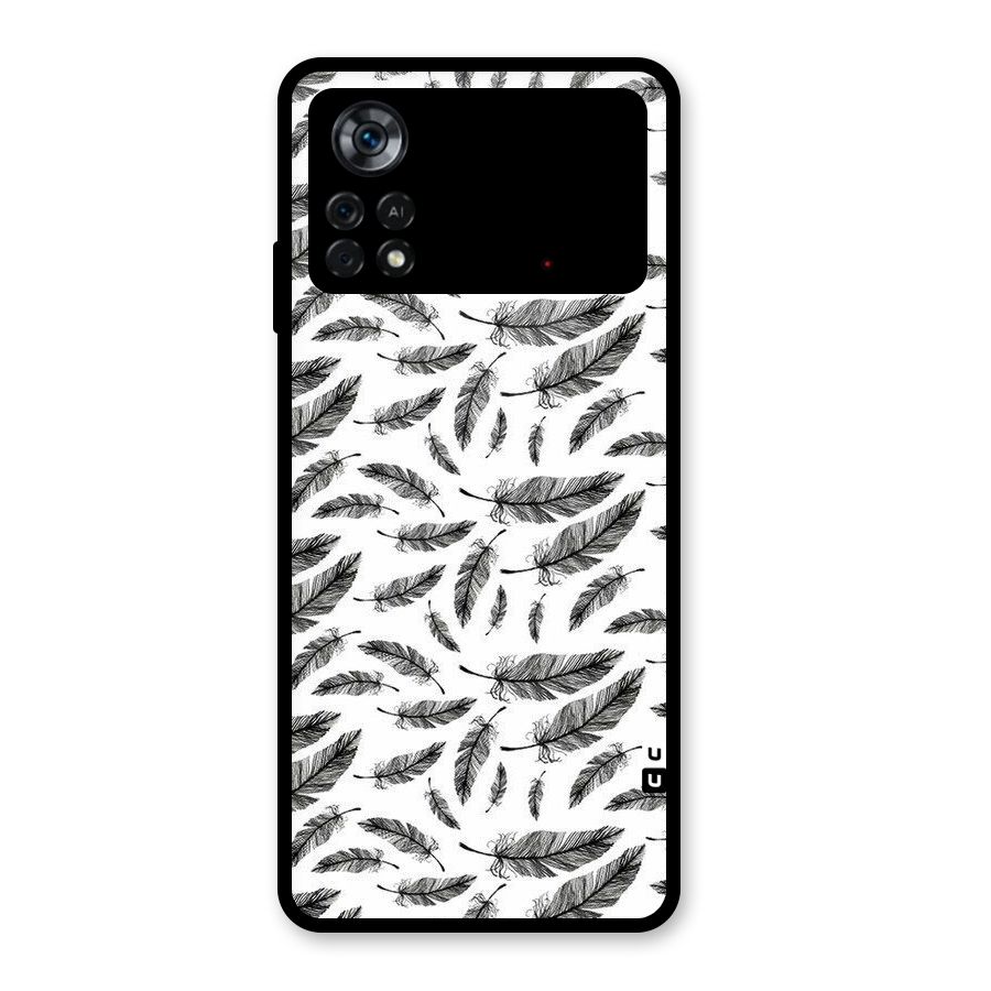 Black Feather Glass Back Case for Poco X4 Pro 5G