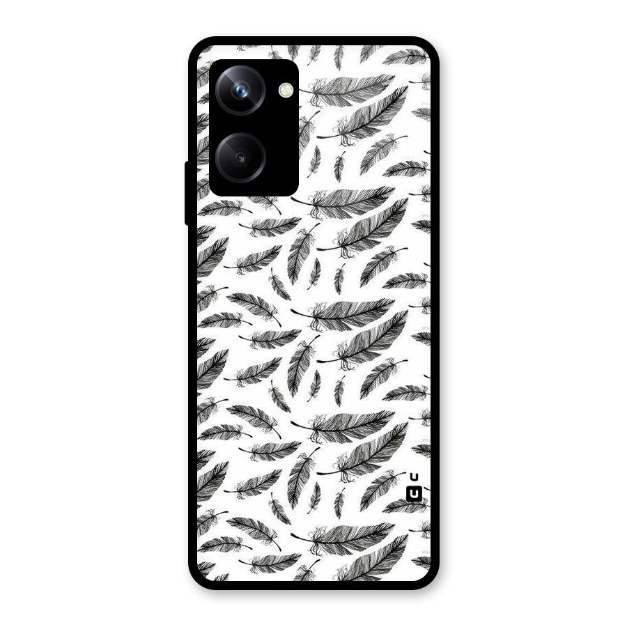 Black Feather Glass Back Case for Realme 10 Pro