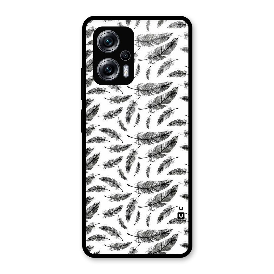 Black Feather Glass Back Case for Redmi K50i