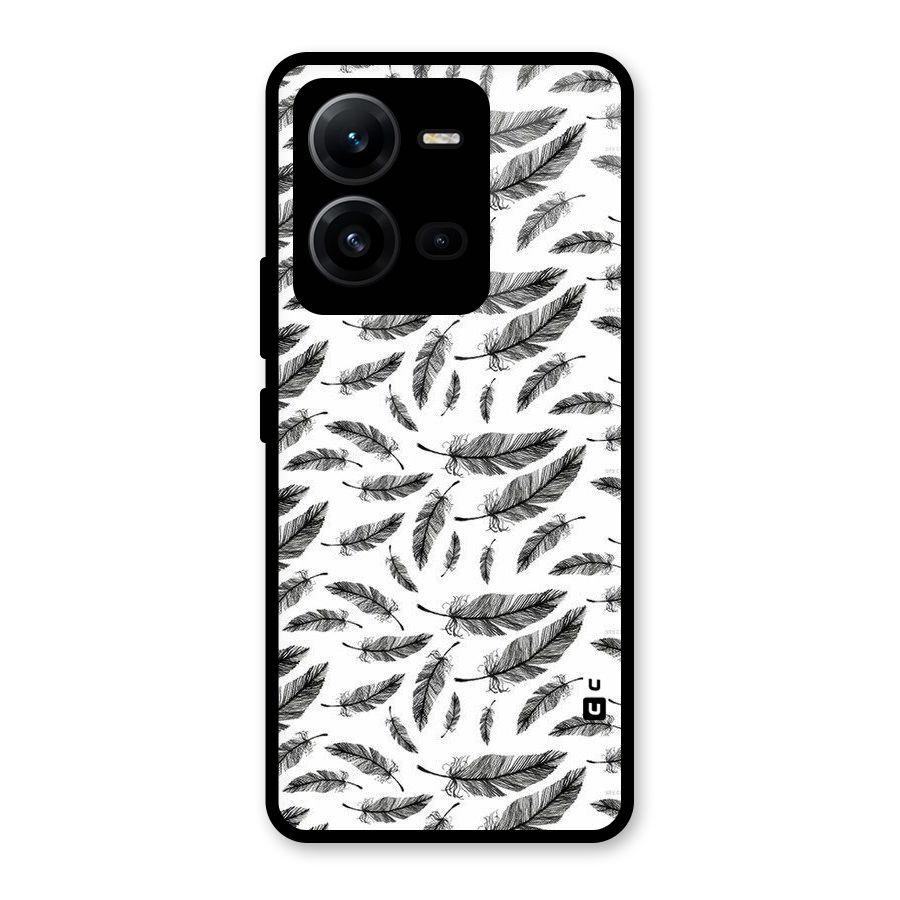 Black Feather Glass Back Case for Vivo V25