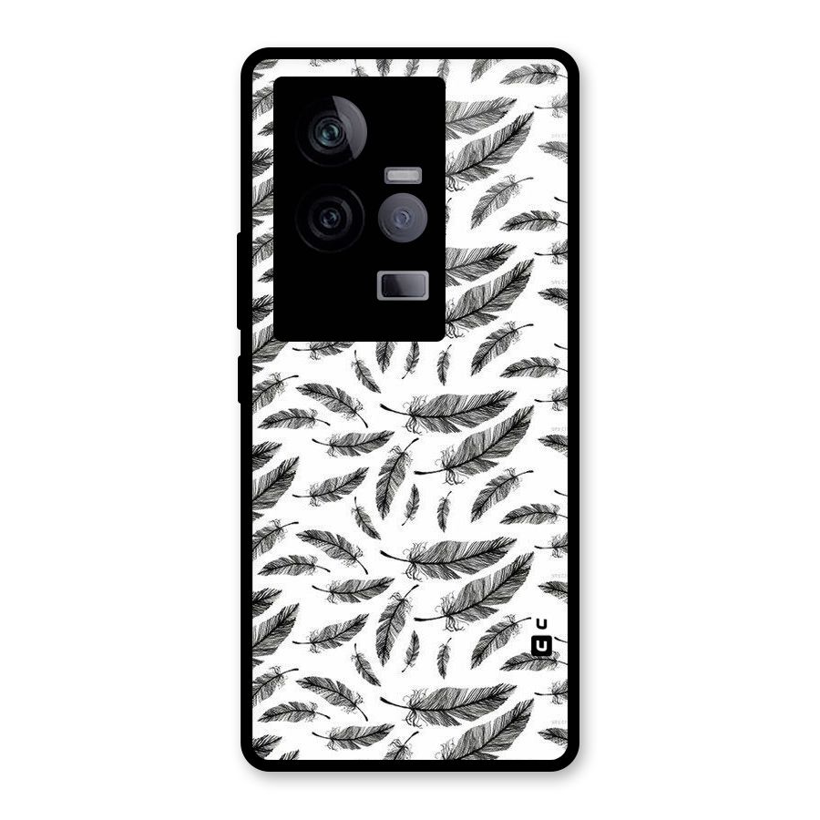 Black Feather Glass Back Case for Vivo iQOO 11 5G