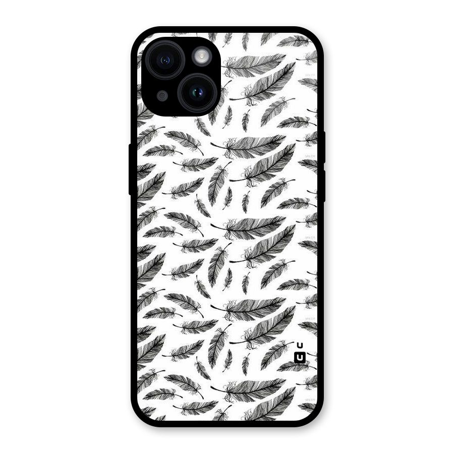Black Feather Glass Back Case for iPhone 14