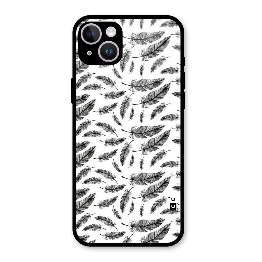Black Feather Glass Back Case for iPhone 14 Plus