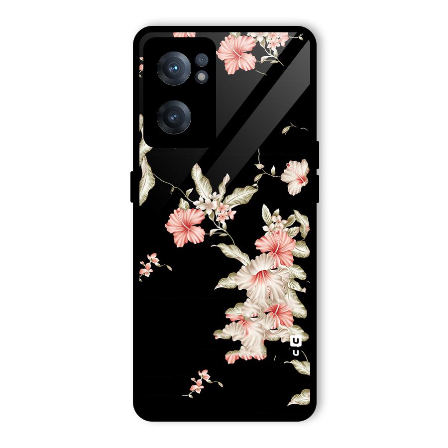 Black Floral Glass Back Case for OnePlus Nord CE 2 5G