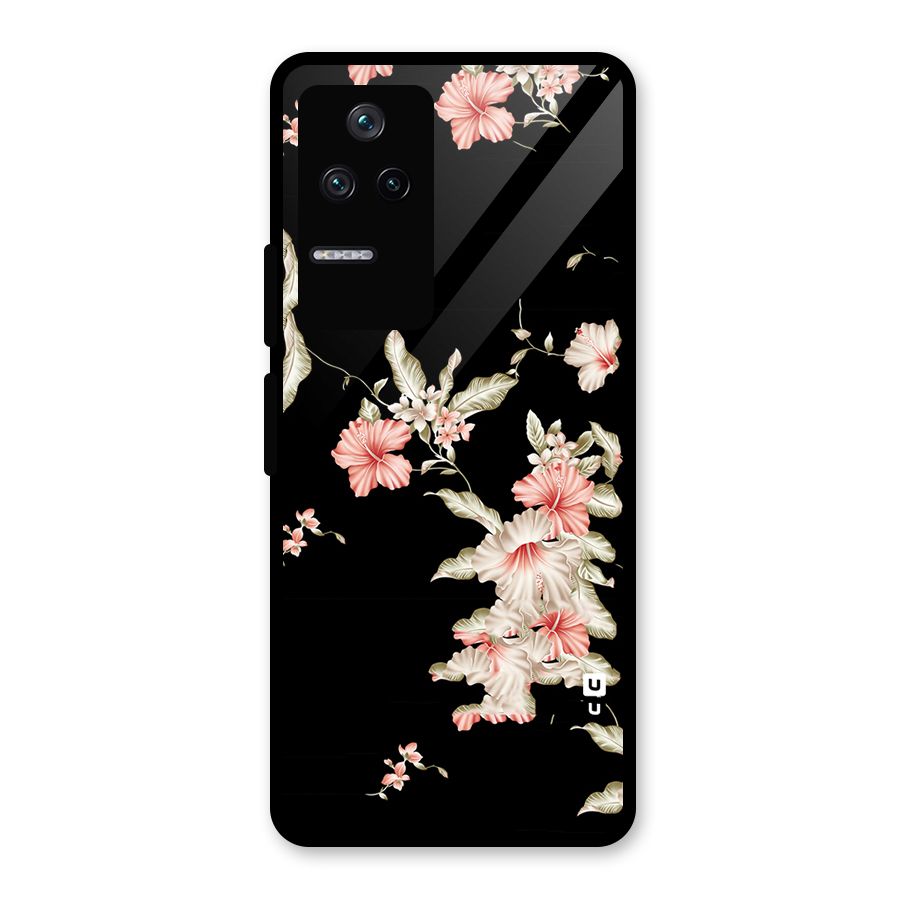 Black Floral Glass Back Case for Poco F4 5G