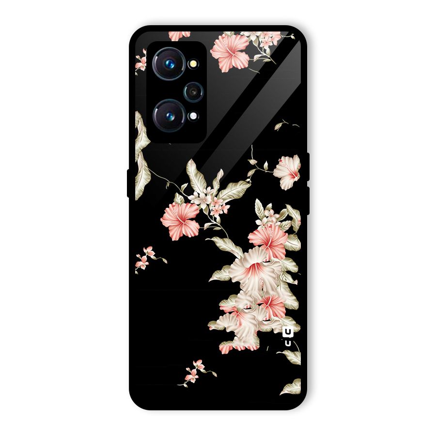 Black Floral Glass Back Case for Realme GT 2
