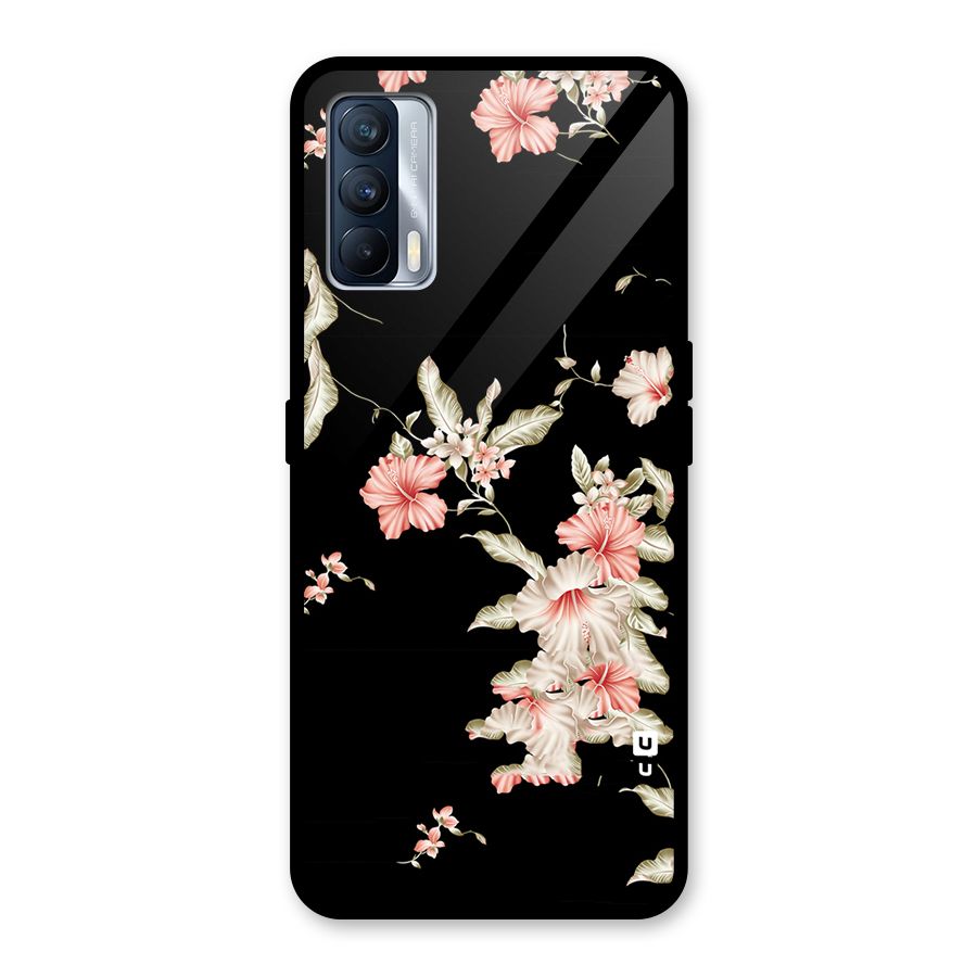 Black Floral Glass Back Case for Realme X7