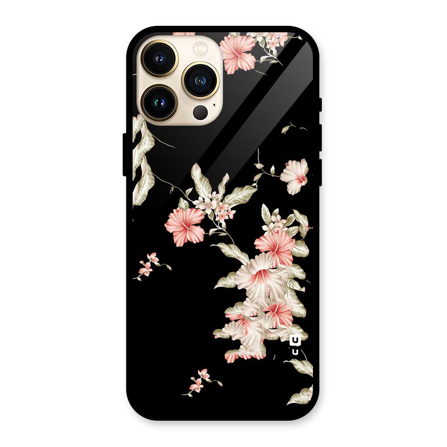 Black Floral Glass Back Case for iPhone 13 Pro Max