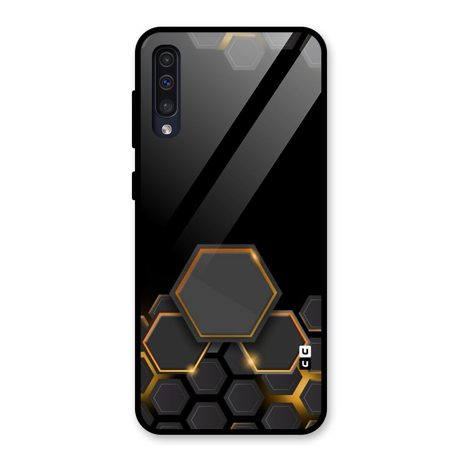 Black Gold Hexa Glass Back Case for Galaxy A50