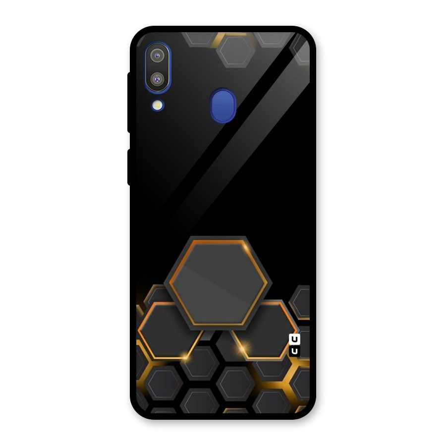 Black Gold Hexa Glass Back Case for Galaxy M20