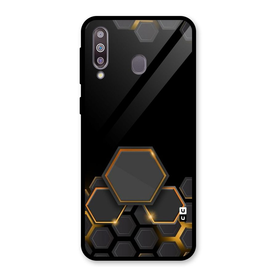 Black Gold Hexa Glass Back Case for Galaxy M30