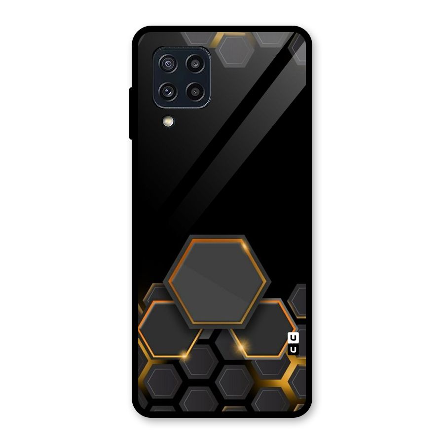 Black Gold Hexa Glass Back Case for Galaxy M32