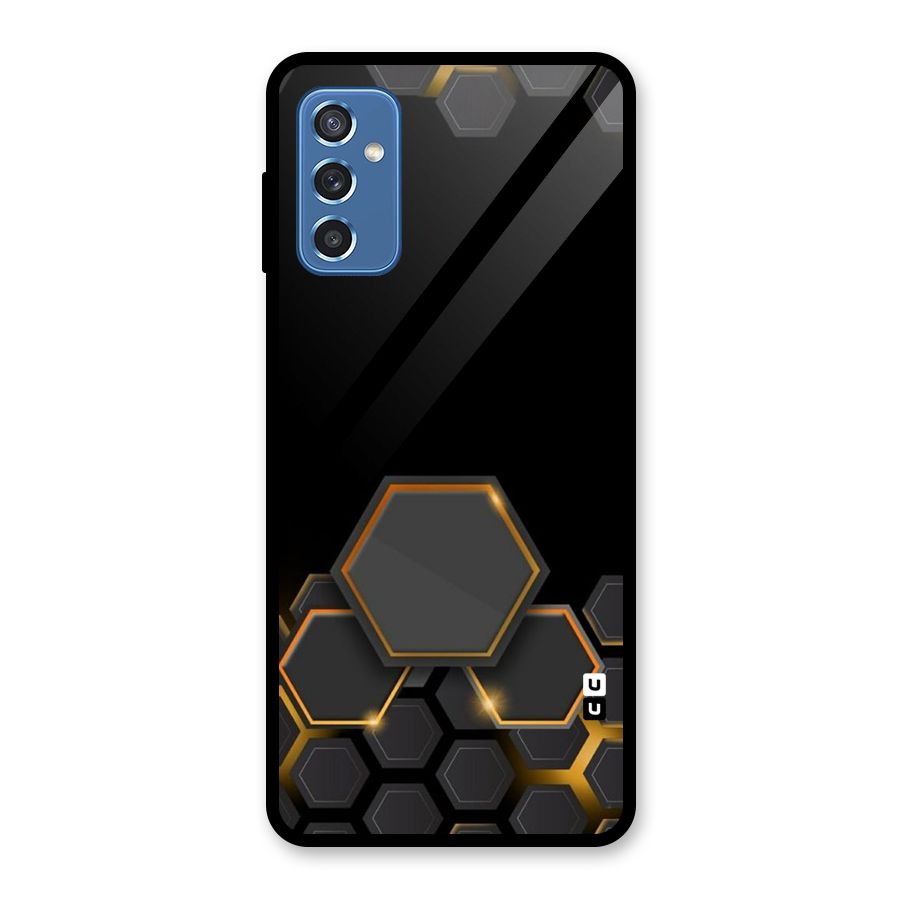Black Gold Hexa Glass Back Case for Galaxy M52 5G