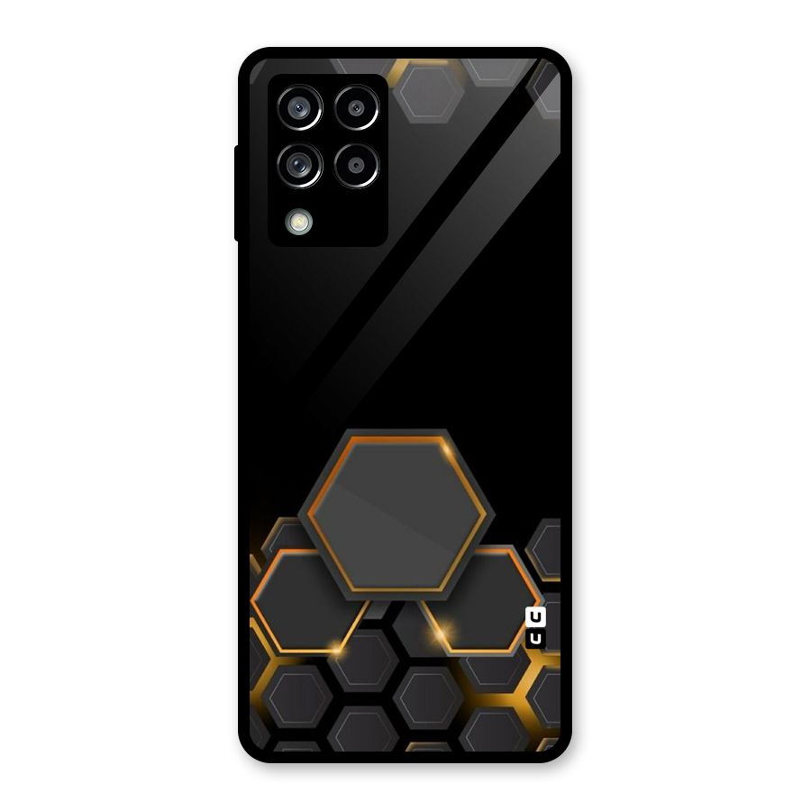 Black Gold Hexa Glass Back Case for Galaxy M53 5G