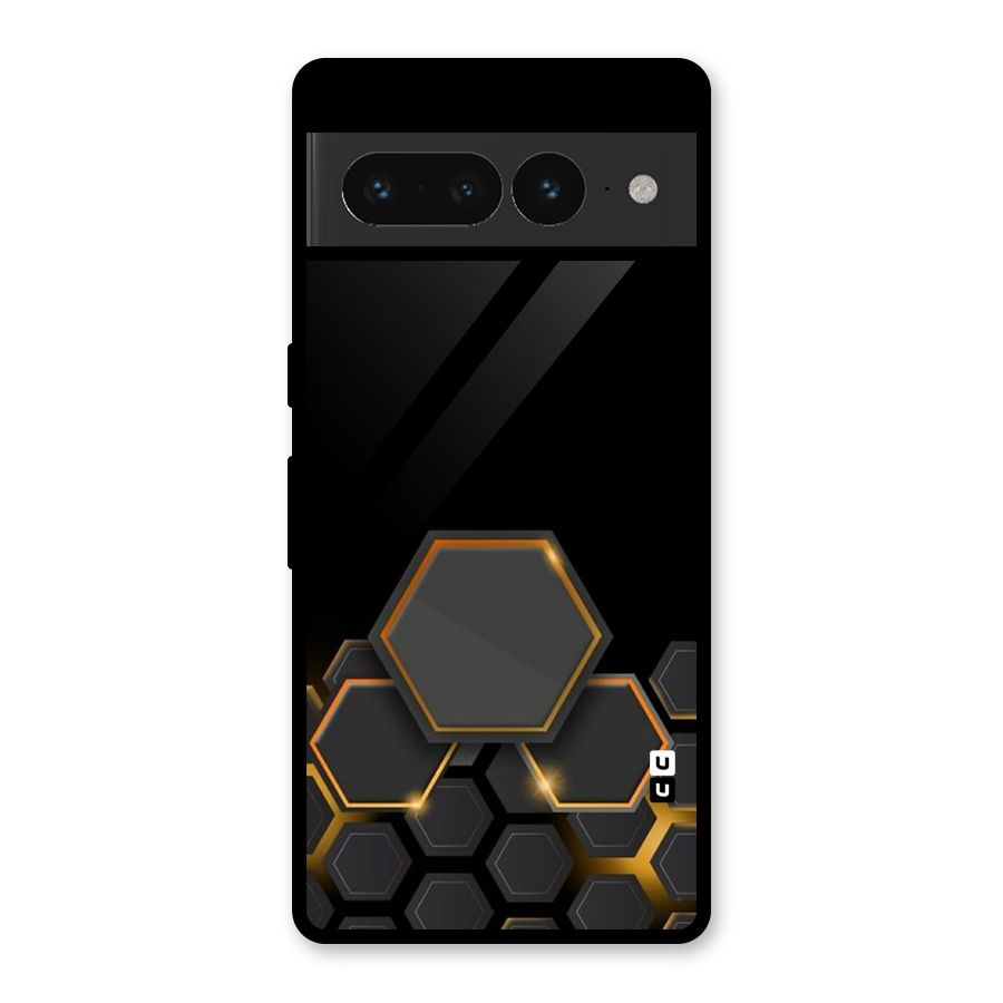 Black Gold Hexa Glass Back Case for Google Pixel 7 Pro