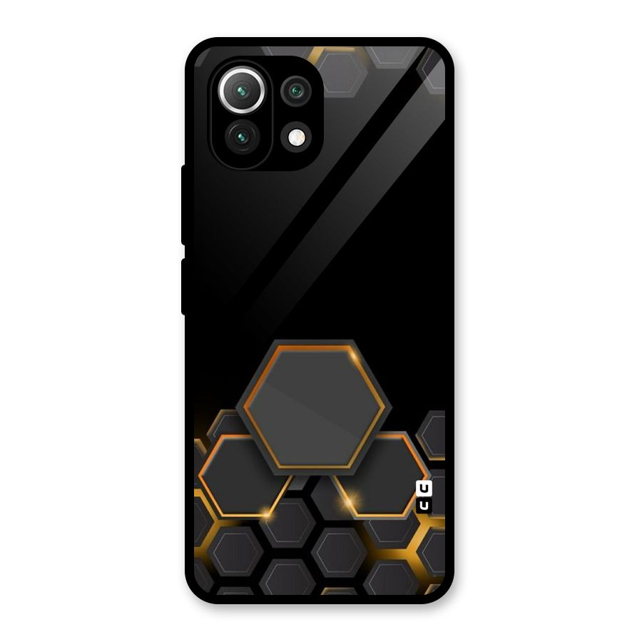 Black Gold Hexa Glass Back Case for Mi 11 Lite