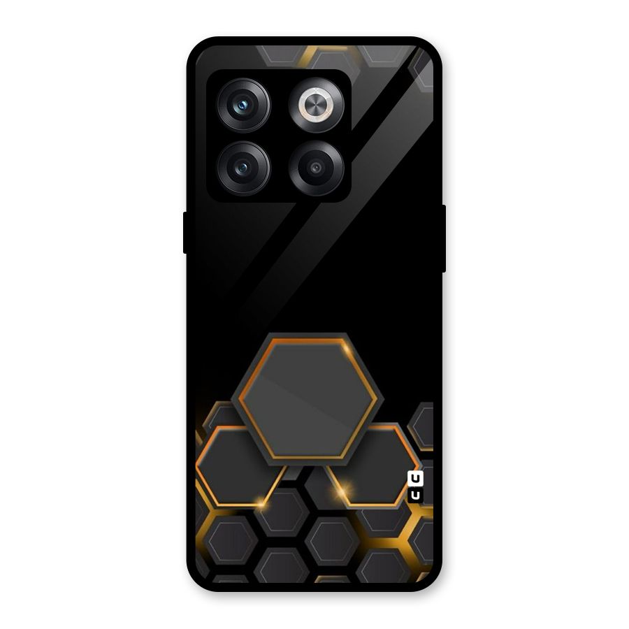 Black Gold Hexa Glass Back Case for OnePlus 10T