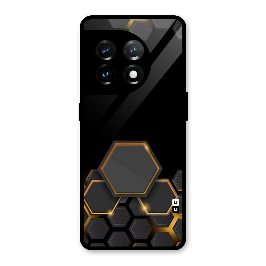 Black Gold Hexa Glass Back Case for OnePlus 11