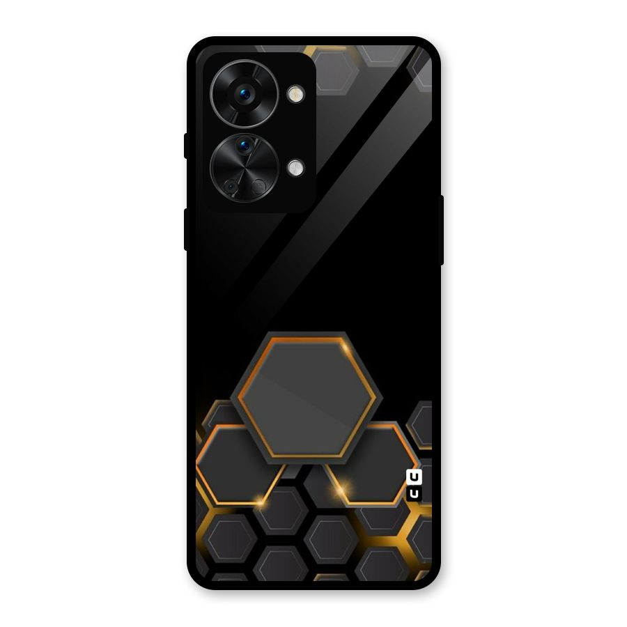 Black Gold Hexa Glass Back Case for OnePlus Nord 2T