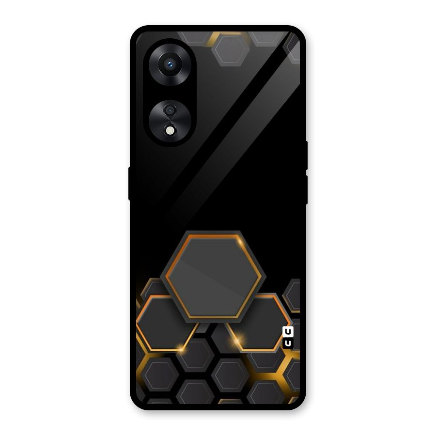 Black Gold Hexa Glass Back Case for Oppo A78