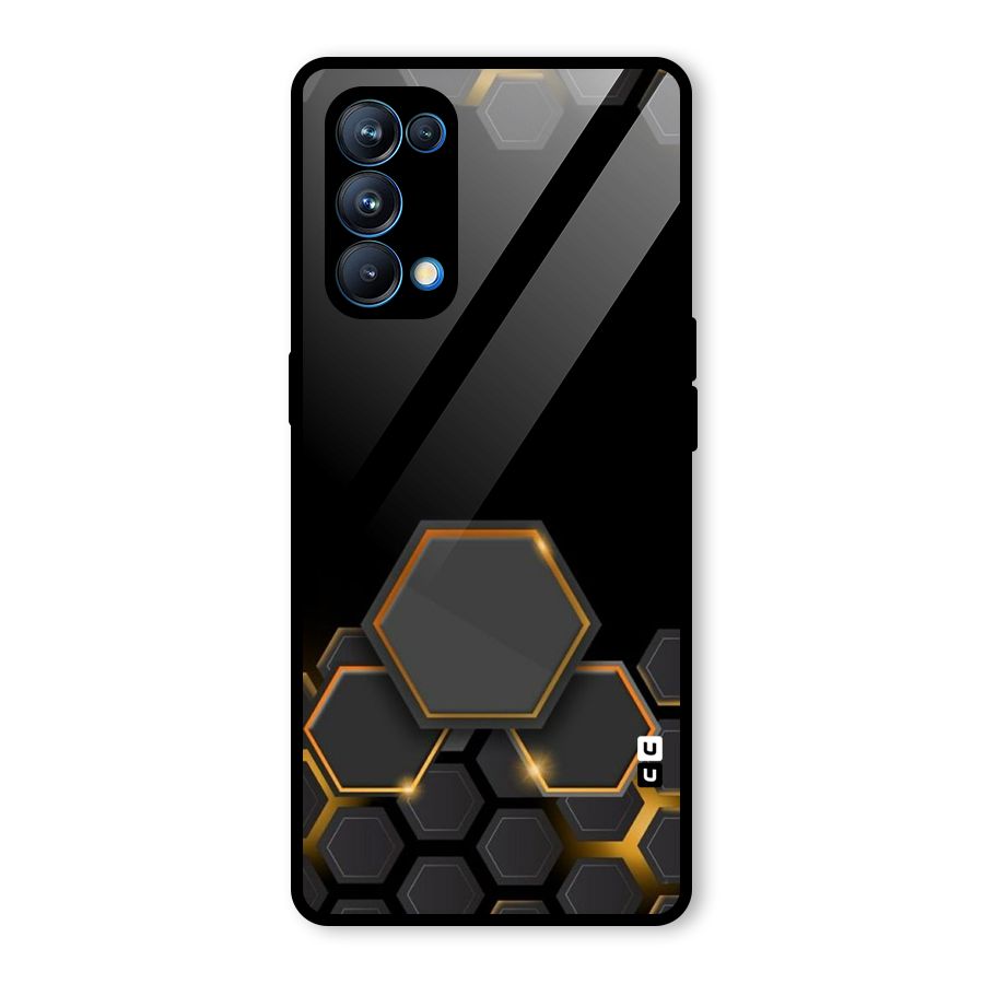 Black Gold Hexa Glass Back Case for Oppo Reno5 Pro 5G