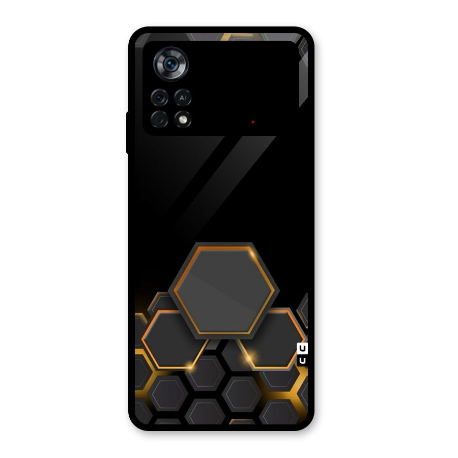 Black Gold Hexa Glass Back Case for Poco X4 Pro 5G
