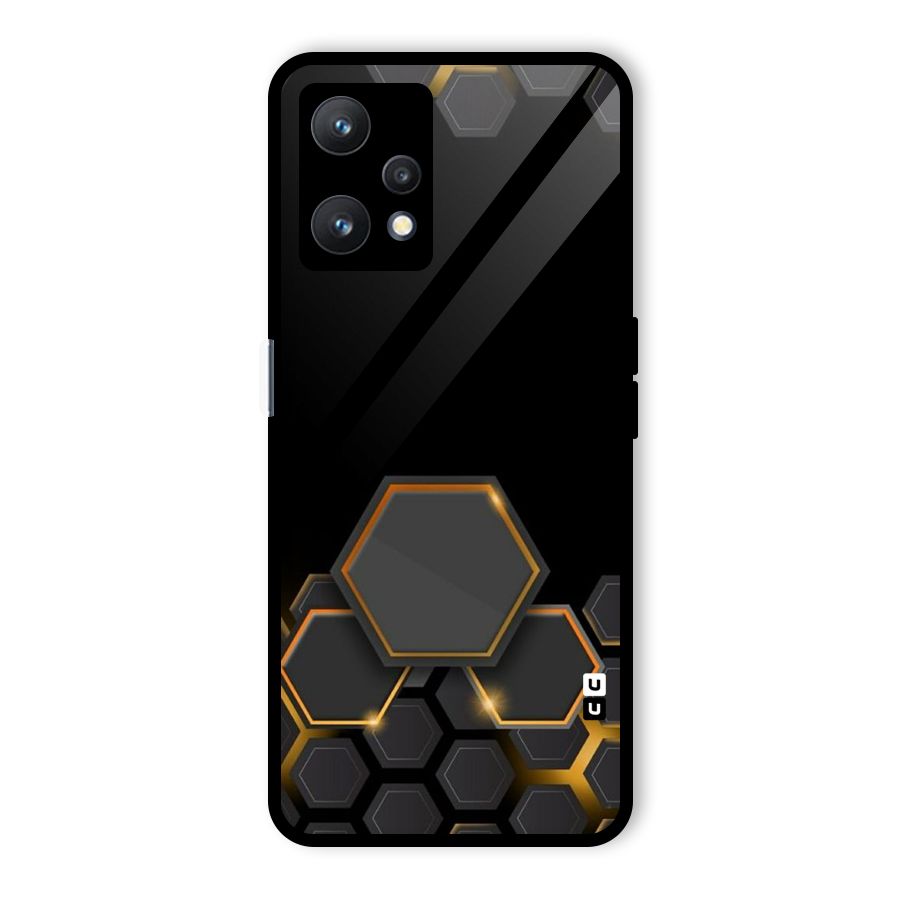 Black Gold Hexa Glass Back Case for Realme 9 Pro 5G