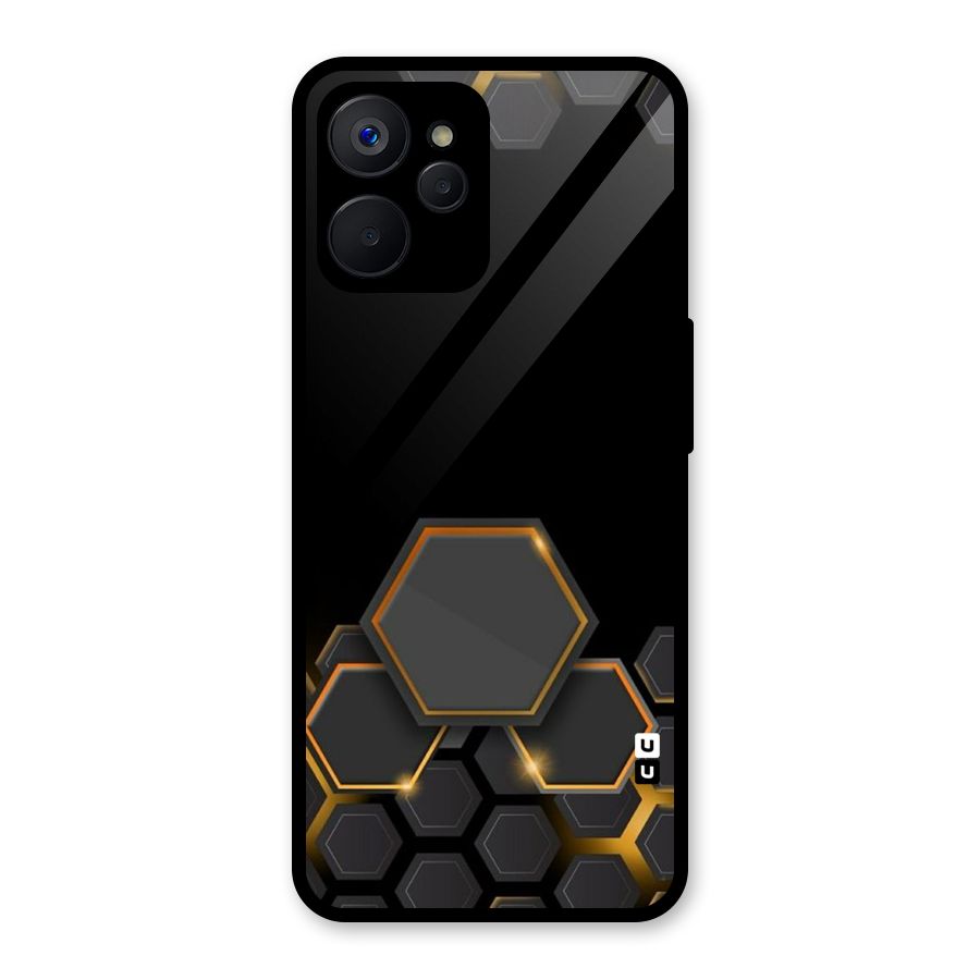 Black Gold Hexa Glass Back Case for Realme 9i 5G