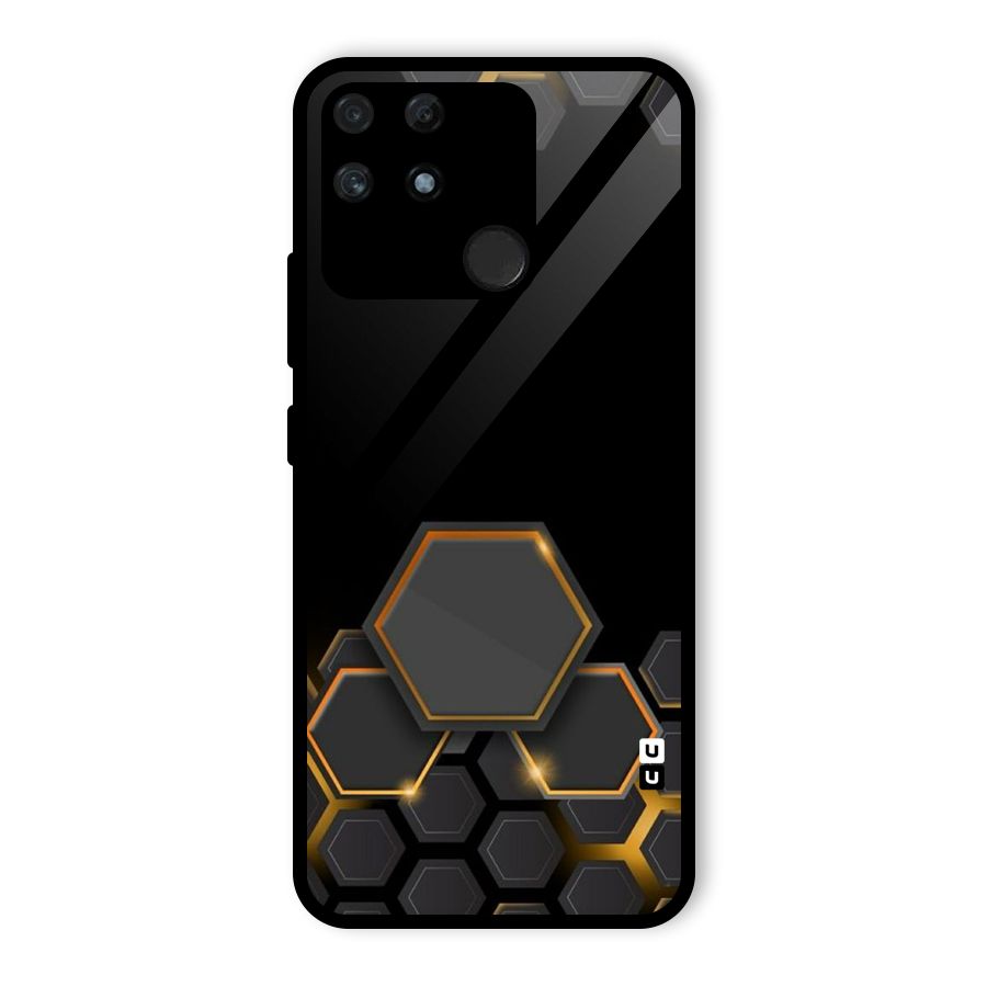 Black Gold Hexa Glass Back Case for Realme Narzo 50A