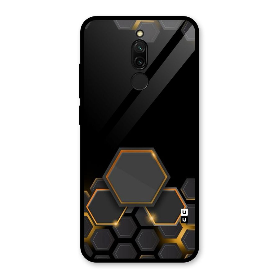 Black Gold Hexa Glass Back Case for Redmi 8