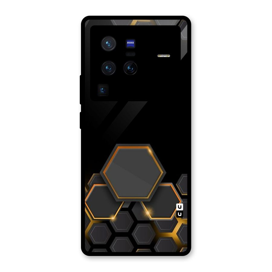 Black Gold Hexa Glass Back Case for Vivo X80 Pro