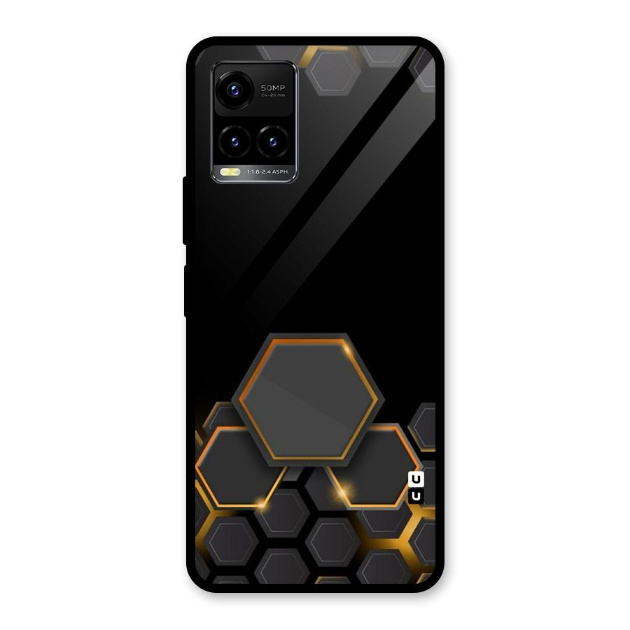 Black Gold Hexa Glass Back Case for Vivo Y21A