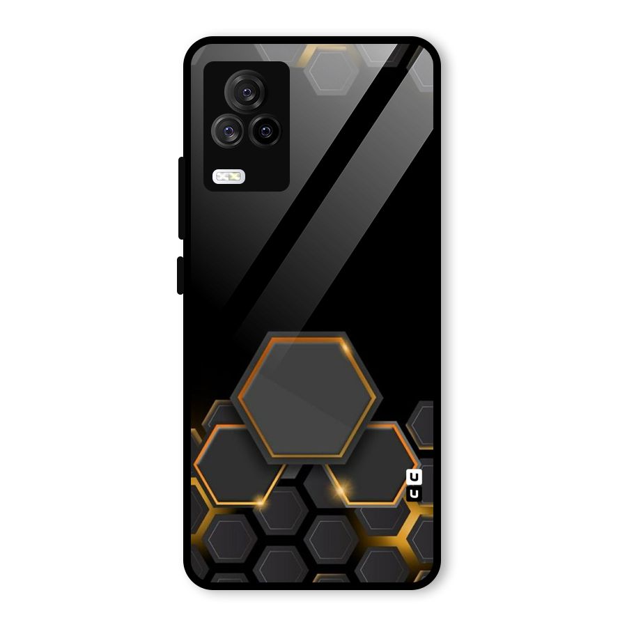 Black Gold Hexa Glass Back Case for Vivo iQOO 7 Legend 5G