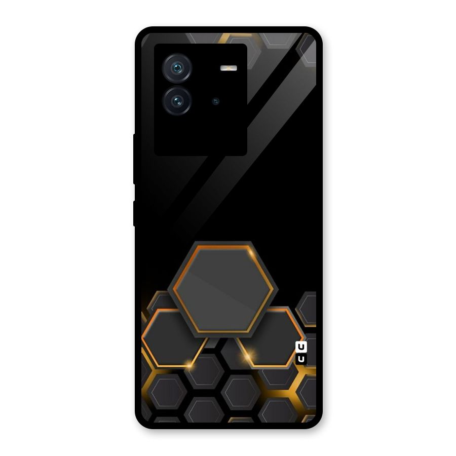 Black Gold Hexa Glass Back Case for Vivo iQOO Neo 6 5G