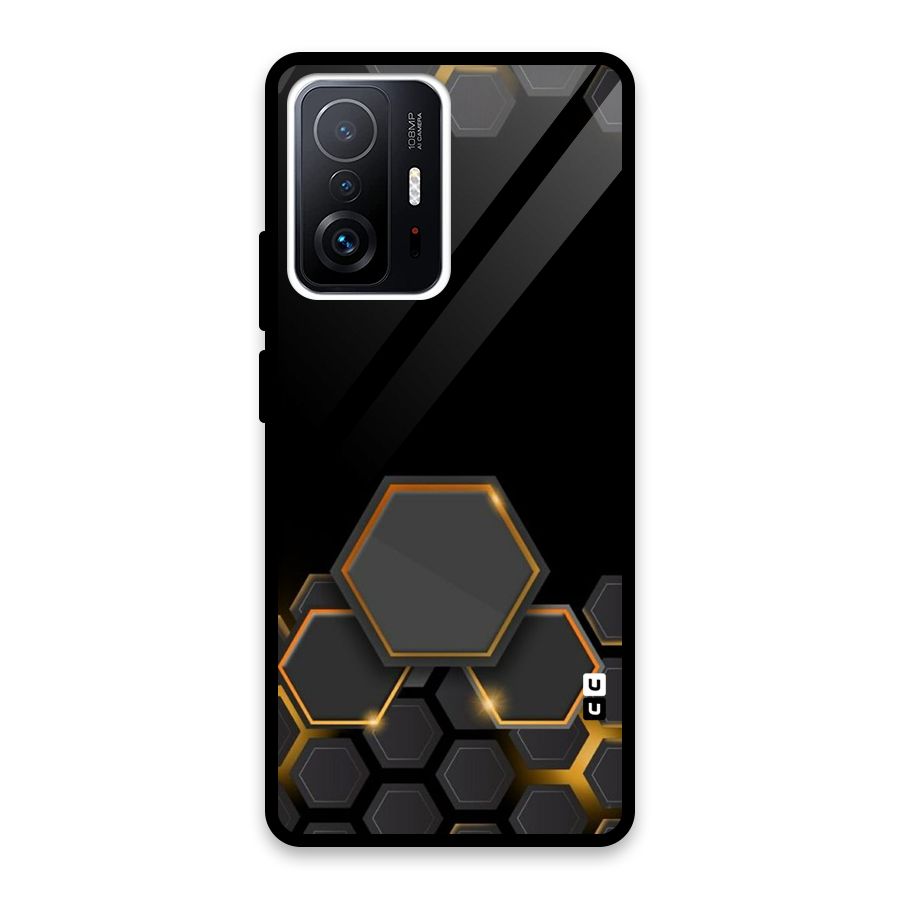 Black Gold Hexa Glass Back Case for Xiaomi 11T Pro