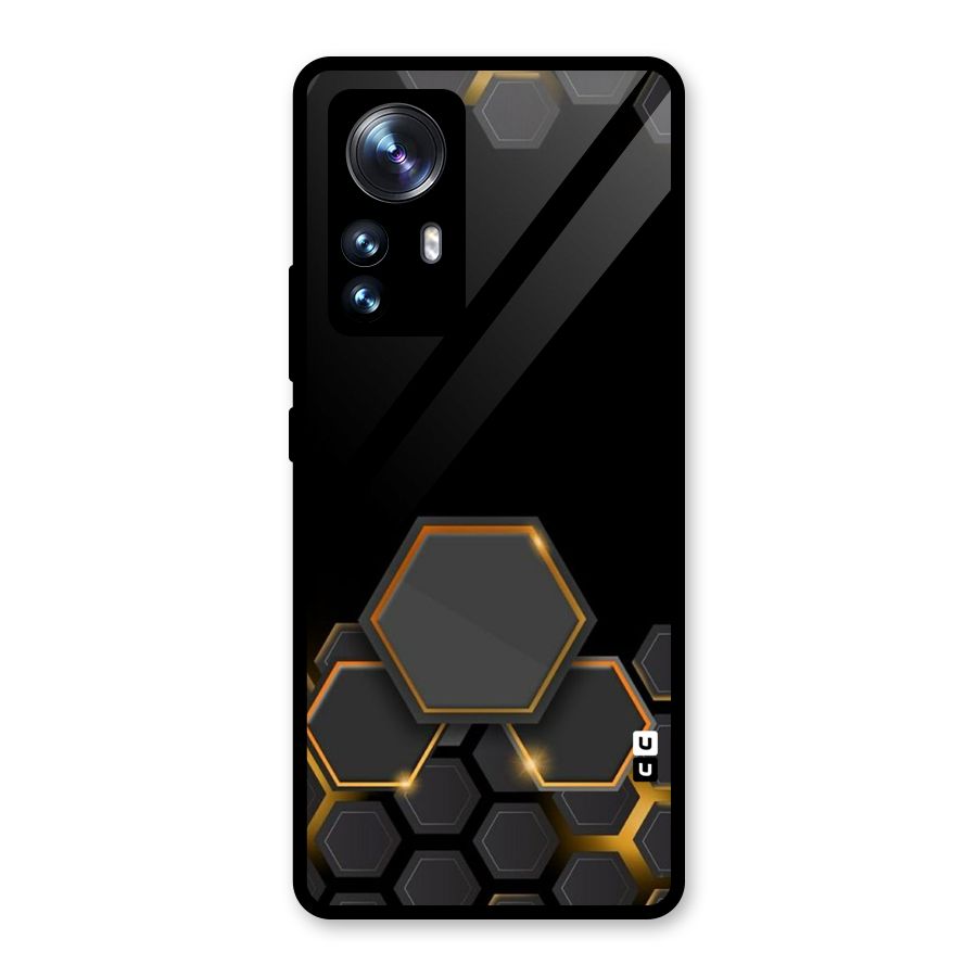 Black Gold Hexa Glass Back Case for Xiaomi 12 Pro