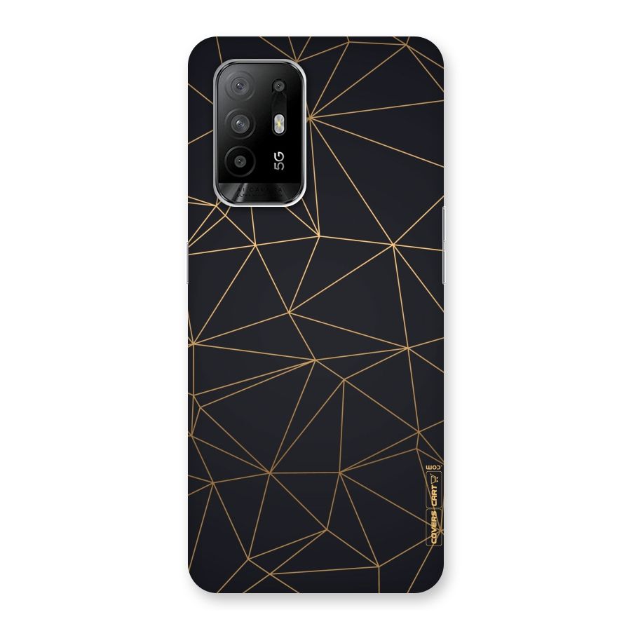 Black Golden Lines Back Case for Oppo F19 Pro Plus 5G