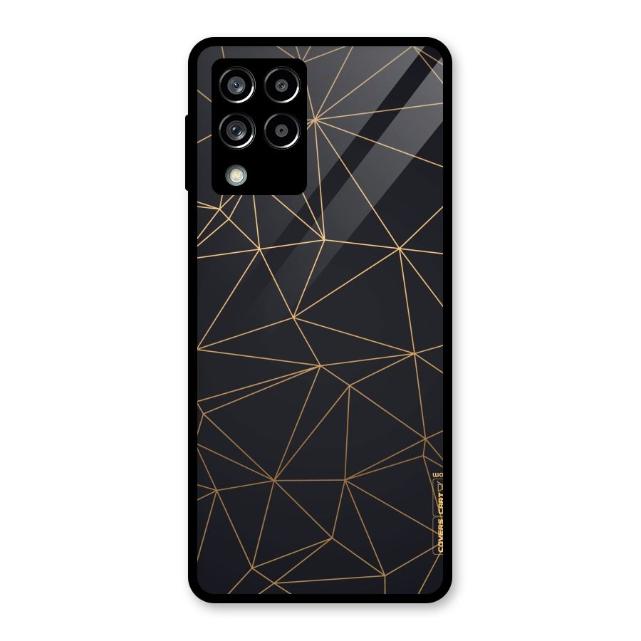 Black Golden Lines Glass Back Case for Galaxy M53 5G