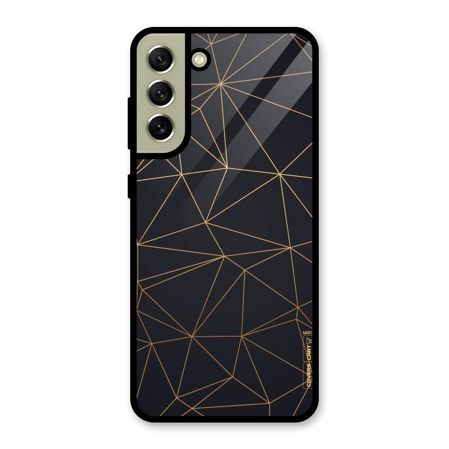 Black Golden Lines Glass Back Case for Galaxy S21 FE 5G