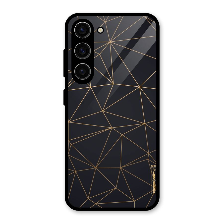 Black Golden Lines Glass Back Case for Galaxy S23