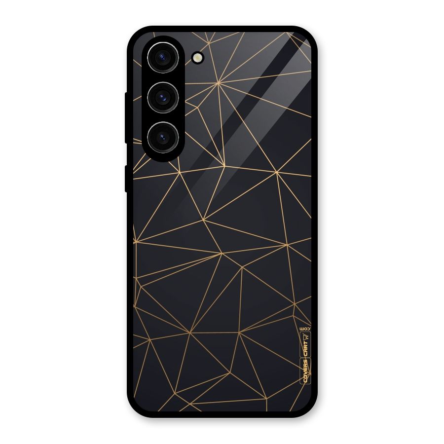 Black Golden Lines Glass Back Case for Galaxy S23 Plus