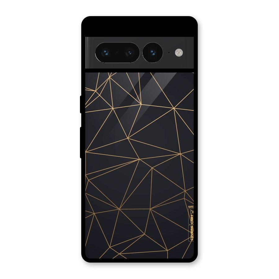Black Golden Lines Glass Back Case for Google Pixel 7 Pro