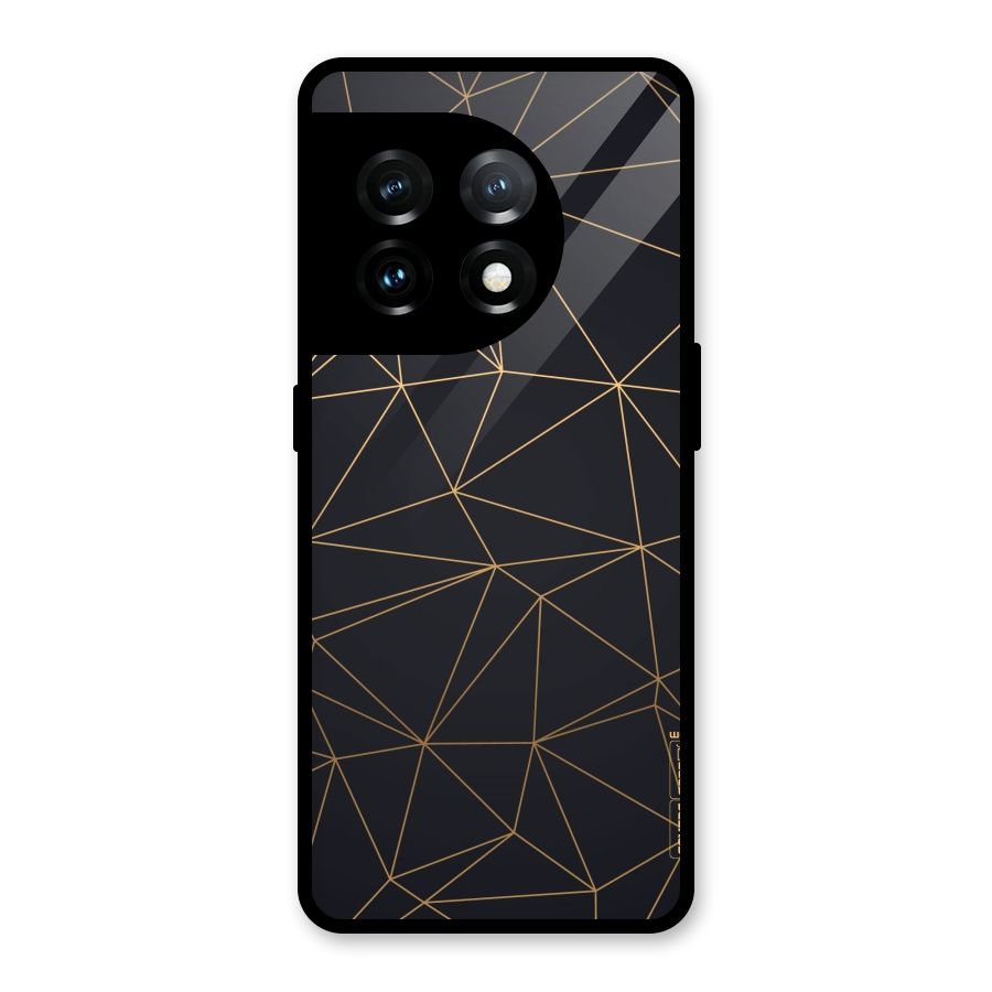 Black Golden Lines Glass Back Case for OnePlus 11