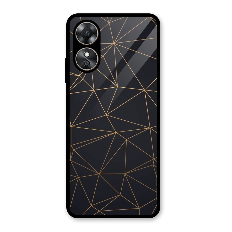 Black Golden Lines Glass Back Case for Oppo A17