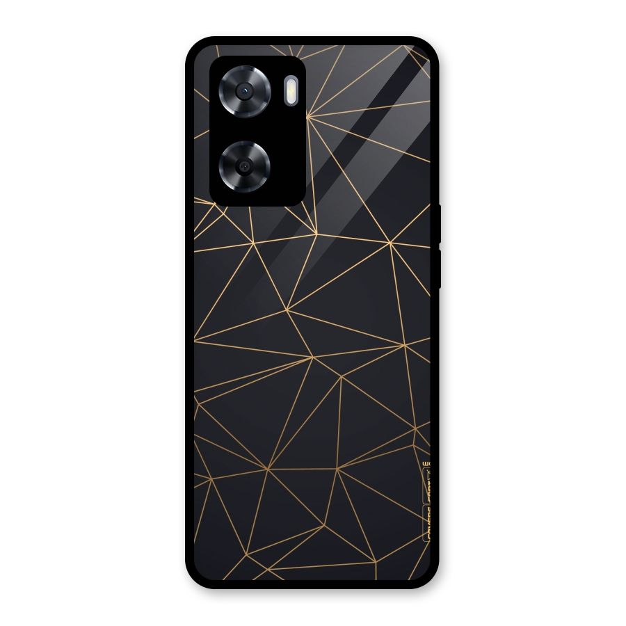 Black Golden Lines Glass Back Case for Oppo A57 2022