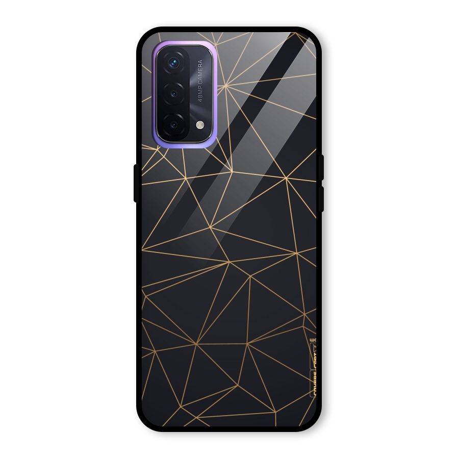 Black Golden Lines Glass Back Case for Oppo A74 5G