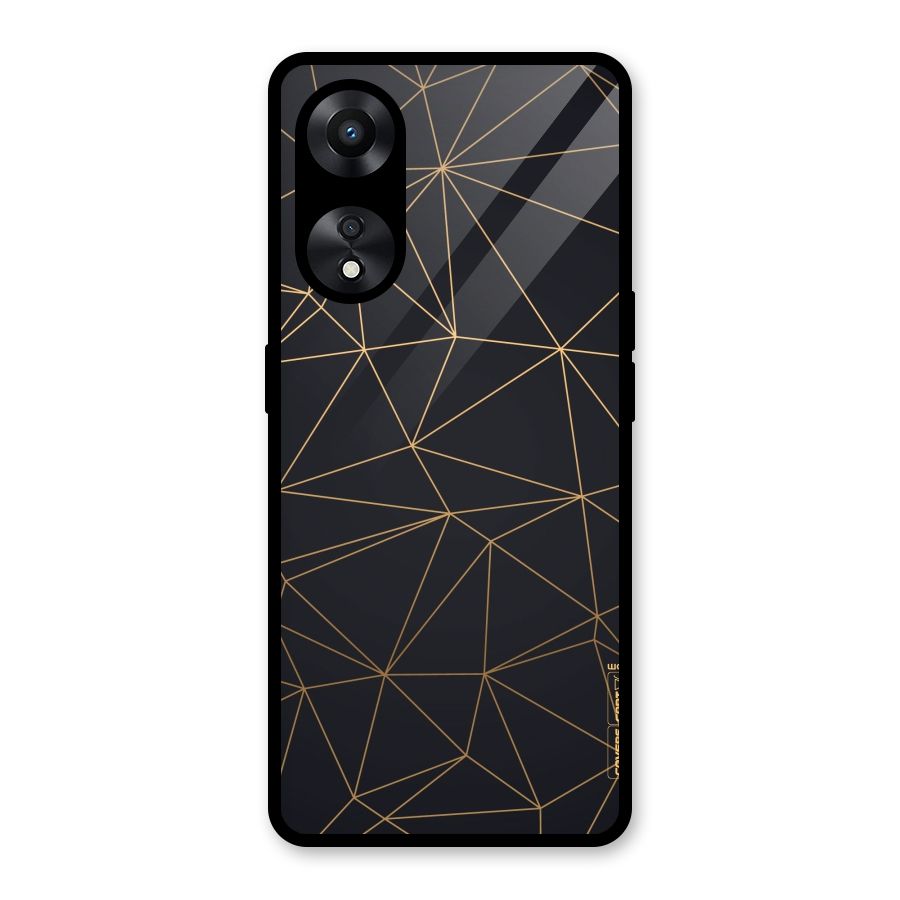 Black Golden Lines Glass Back Case for Oppo A78